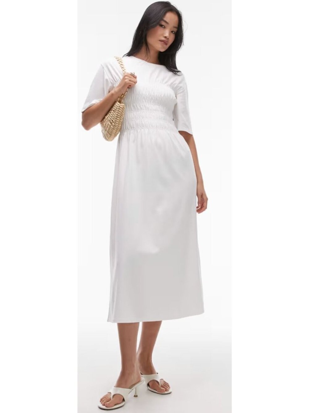 NWT & Other Stories Jersey Midaxi Dress Ruche Corset White-sz Large